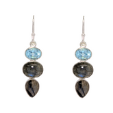 Sterling Silver Labradorite with Blue Topaz Earrings